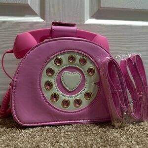 NWT Pink Retro Telephone Crossbody Purse w/ Phone & Aux Cord